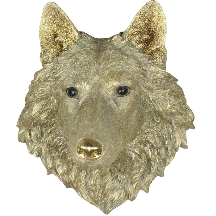 Resin Gold Wolf Head Wall Art - Click Image to Close